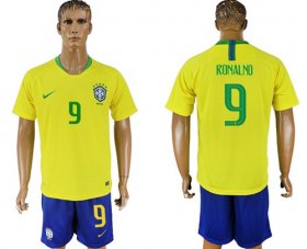 Wholesale Cheap Brazil #9 Ronalno Home Soccer Country Jersey