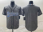 Cheap Men's Los Angeles Dodgers Blank Grey Gridiron Cool Base Stitched Baseball Jerseys