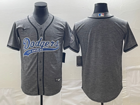Cheap Men\'s Los Angeles Dodgers Blank Grey Gridiron Cool Base Stitched Baseball Jerseys