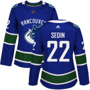 Wholesale Cheap Adidas Canucks #22 Daniel Sedin Blue Home Authentic Women's Stitched NHL Jersey