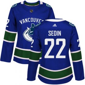 Wholesale Cheap Adidas Canucks #22 Daniel Sedin Blue Home Authentic Women\'s Stitched NHL Jersey