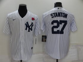 Wholesale Cheap Men\'s New York Yankees #27 Giancarlo Stanton White Cool Base Stitched Rose Baseball Jersey