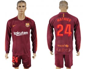 Wholesale Cheap Barcelona #24 Mathieu Sec Away Long Sleeves Soccer Club Jersey