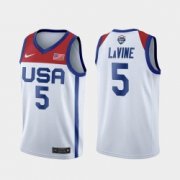 Wholesale Cheap Men's USA Team Zach LaVine Home White 2021 Tokyo Olympics Jersey