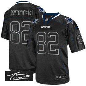 Wholesale Cheap Nike Cowboys #82 Jason Witten Lights Out Black Men\'s Stitched NFL Elite Autographed Jersey