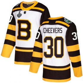 Wholesale Cheap Adidas Bruins #30 Gerry Cheevers White Authentic 2019 Winter Classic Stanley Cup Final Bound Stitched NHL Jersey