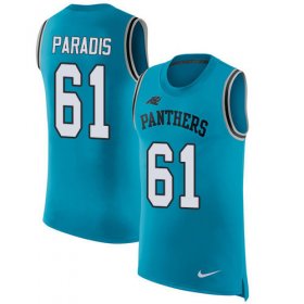 Wholesale Cheap Nike Panthers #61 Matt Paradis Blue Alternate Men\'s Stitched NFL Limited Rush Tank Top Jersey