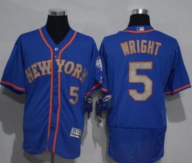 Wholesale Cheap Mets #5 David Wright Blue(Grey NO.) Flexbase Authentic Collection Stitched MLB Jersey