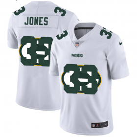 Wholesale Cheap Green Bay Packers #33 Aaron Jones White Men\'s Nike Team Logo Dual Overlap Limited NFL Jersey