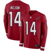 Wholesale Cheap Nike Cardinals #14 J.J. Nelson Red Team Color Men's Stitched NFL Limited Therma Long Sleeve Jersey