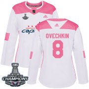 Wholesale Cheap Adidas Capitals #8 Alex Ovechkin White/Pink Authentic Fashion Stanley Cup Final Champions Women's Stitched NHL Jersey