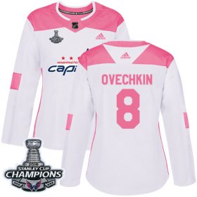 Wholesale Cheap Adidas Capitals #8 Alex Ovechkin White/Pink Authentic Fashion Stanley Cup Final Champions Women\'s Stitched NHL Jersey