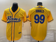 Wholesale Cheap Men's Los Angeles Rams #99 Aaron Donald Yellow Stitched Cool Base Nike Baseball Jersey