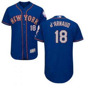 Wholesale Cheap Mets #18 Travis d\'Arnaud Blue(Grey NO.) Flexbase Authentic Collection Stitched MLB Jersey
