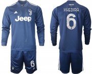 Wholesale Cheap Men 2020-2021 club Juventus away long sleeves 6 blue Soccer Jerseys