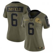 Wholesale Cheap Women's Cleveland Browns #6 Baker Mayfield Nike Olive 2021 Salute To Service Limited Player Jersey