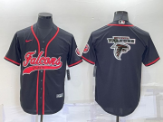 Wholesale Cheap Men's Atlanta Falcons Black Team Big Logo With Patch Cool Base Stitched Baseball Jersey