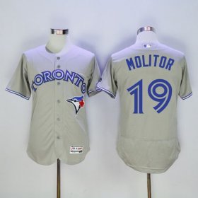 Wholesale Cheap Blue Jays #19 Paul Molitor Grey Flexbase Authentic Collection Stitched MLB Jersey