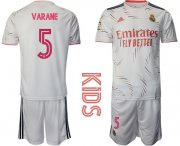 Wholesale Cheap Youth 2021-2022 Club Real Madrid home white 5 Adidas Soccer Jersey