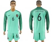 Wholesale Cheap Portugal #6 Carvalho Away Long Sleeves Soccer Country Jersey