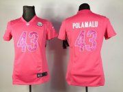 Wholesale Cheap Nike Steelers #43 Troy Polamalu Pink Sweetheart Women's Stitched NFL Elite Jersey