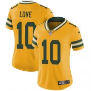 Wholesale Cheap Nike Packers #10 Jordan Love Yellow Women's Stitched NFL Limited Rush Jersey