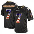 Wholesale Cheap Nike Steelers #7 Ben Roethlisberger Black Men's Stitched NFL Elite USA Flag Fashion Jersey