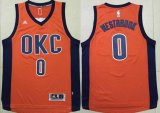 Wholesale Cheap Men's Oklahoma City Thunder #0 Russell Westbrook Revolution 30 Swingman 2015-16 New Orange Jersey