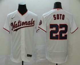 Wholesale Cheap Men\'s Washington Nationals #22 Juan Soto White Stitched MLB Flex Base Jersey