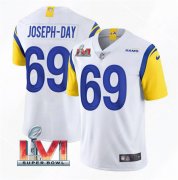 Wholesale Cheap Men's Los Angeles Rams #69 Sebastian Joseph-Day 2022 White Super Bowl LVI Vapor Limited Stitched Jersey