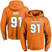 Wholesale Cheap Nike Dolphins #91 Cameron Wake Orange Name & Number Pullover NFL Hoodie