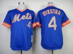 Wholesale Cheap Mitchell And Ness 1983 Mets #4 Lenny Dykstra Blue Throwback Stitched MLB Jersey