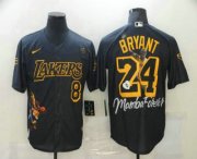 Wholesale Cheap Men's Los Angeles Dodgers #8 #24 Kobe Bryant Black With Lakers Cool Base Stitched MLB Fashion Jerseys