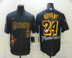 Wholesale Cheap Men\'s Los Angeles Dodgers #8 #24 Kobe Bryant Black With Lakers Cool Base Stitched MLB Fashion Jerseys