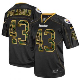 Wholesale Cheap Nike Steelers #43 Troy Polamalu Black Men\'s Stitched NFL Elite Camo Fashion Jersey