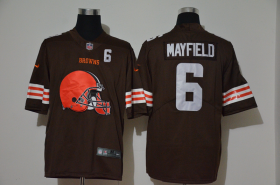 Wholesale Cheap Men\'s Cleveland Browns #6 Baker Mayfield Brown 2020 Big Logo Number Vapor Untouchable Stitched NFL Nike Fashion Limited Jersey