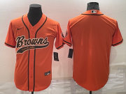 Wholesale Cheap Men's Cleveland Browns Blank Orange Stitched MLB Cool Base Nike Baseball Jersey