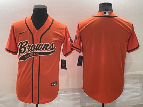 Wholesale Cheap Men\'s Cleveland Browns Blank Orange Stitched MLB Cool Base Nike Baseball Jersey