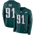 Wholesale Cheap Nike Eagles #91 Fletcher Cox Midnight Green Team Color Men's Stitched NFL Limited Therma Long Sleeve Jersey
