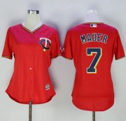 Wholesale Cheap Twins #7 Joe Mauer Red Women's Alternate Stitched MLB Jersey