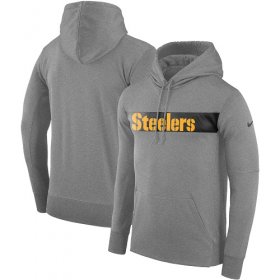 Wholesale Cheap Men\'s Pittsburgh Steelers Nike Gray Sideline Team Performance Pullover Hoodie