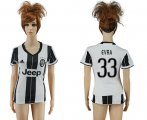 Wholesale Cheap Women's Juventus #33 Evra Home Soccer Club Jersey