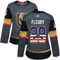 Wholesale Cheap Adidas Golden Knights #29 Marc-Andre Fleury Grey Home Authentic USA Flag Women's Stitched NHL Jersey