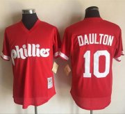Wholesale Cheap Mitchell and Ness 1991 Phillies #10 Darren Daulton Red Stitched MLB Jersey