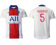 Wholesale Cheap Men 2020-2021 club Paris Saint-Germain away aaa version 5 white Soccer Jerseys