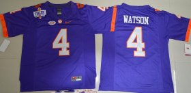 Wholesale Cheap Men\'s Clemson Tigers #4 Deshaun Watson Purple Stitched NCAA Nike 2016 College Football Jersey