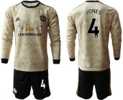 Wholesale Cheap Manchester United #4 Jones Away Long Sleeves Soccer Club Jersey