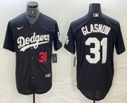Cheap Men's Los Angeles Dodgers #31 Tyler Glasnow Number Black Turn Back The Clock Stitched Cool Base Jersey