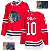 Wholesale Cheap Adidas Blackhawks #10 Patrick Sharp Red Home Authentic Fashion Gold Stitched NHL Jersey