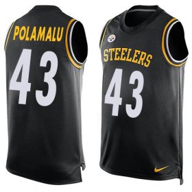 Wholesale Cheap Nike Steelers #43 Troy Polamalu Black Team Color Men\'s Stitched NFL Limited Tank Top Jersey
